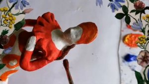 Расписываем барыньку из глины в стиле дымковской игрушки