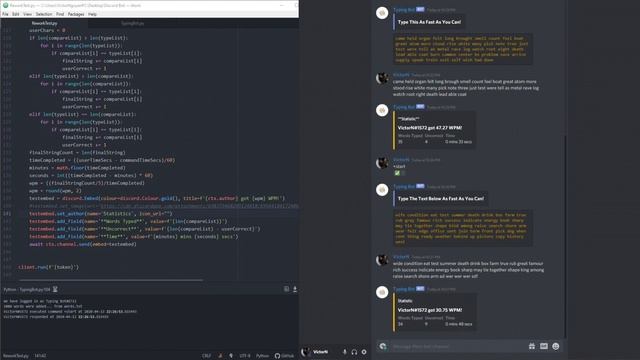 Discord Typing Test Bot (Personal Project/Learning Python)