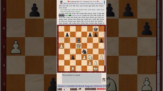 Chessable Masters 2023 - Round: 1.4 || Quang Liem Le vs Fabiano Caruana - April 3, 2023