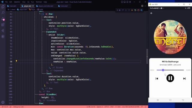 Flutter Music Player App | Seek & Duration | Flutter Audio Player | Flutter 3.7 | Flutter Project