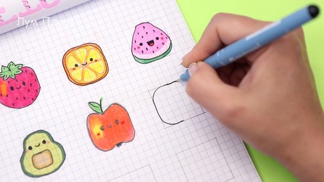 10 Квадратные ФРУКТЫ ПО КЛЕТОЧКАМ! Часть 6. Простые рисунки для детей смотреть онлайн