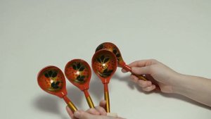 Русский народный музыкальный инструмент "Ложки веерные расписные", ТМ "Мастерская Сереброва"