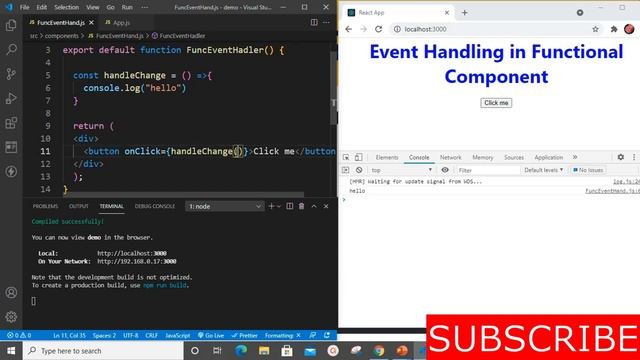 Event Handling in React : Tutorial for Beginners #9