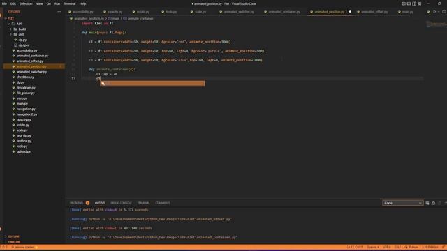 Flutter apps in Python | Animated Position