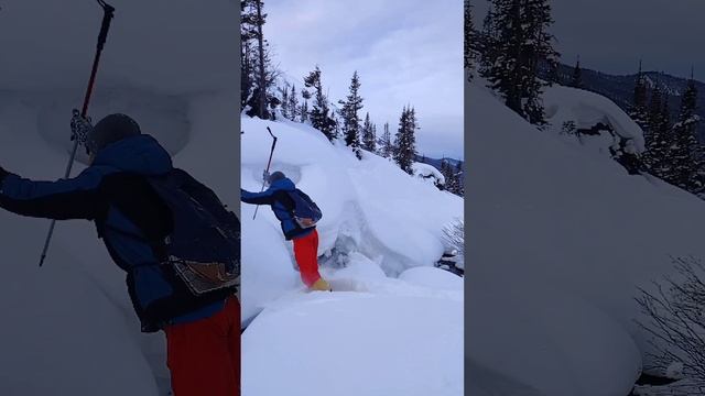 Прыжок через зимний ручей