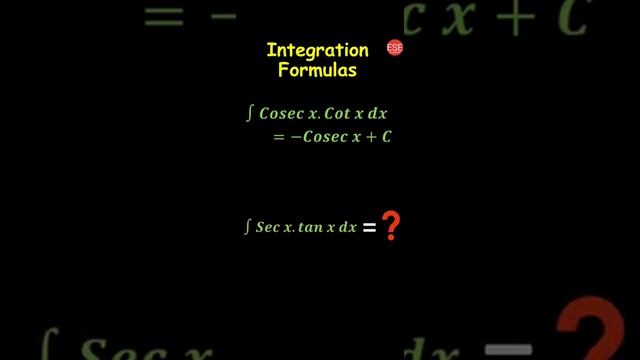 Integration Formulas | ∫ cosec x cot x dx | Integration of cosec x cot x #Shorts