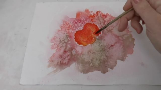 Акварель. Когда и как добавлять соль. Рисуем Мак.Salt and Poppy. How and when to add salt. смотреть онлайн