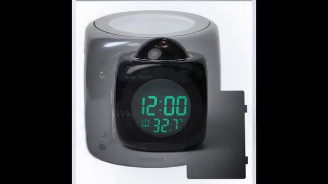 Настольные часы LED c проекцией Чёрный корпус смотреть онлайн