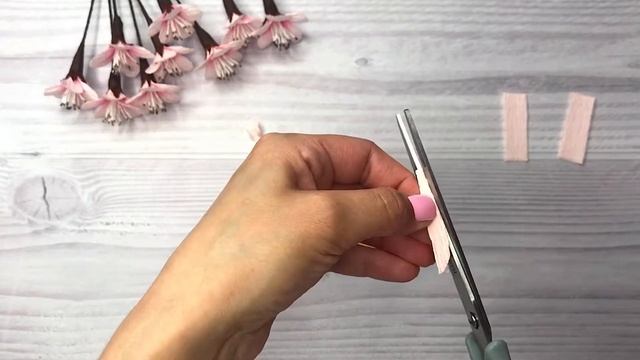 Сакура из гофрированной бумаги  Веточка сакуры  Sakura DIY