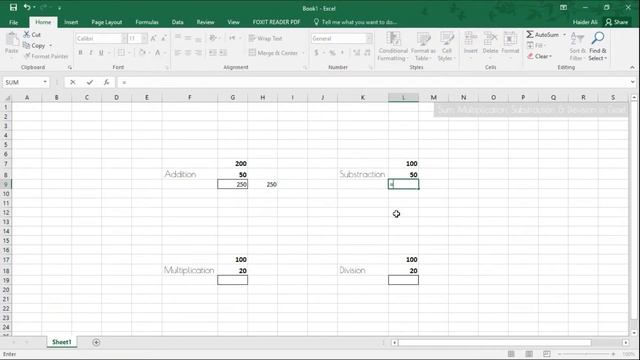 How to Addition, multiplication, substraction, devision in Microsoft Excel 2007/2010/2013/2016