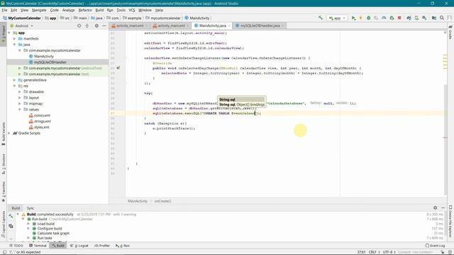 Create a Custom Calendar App to store reminders and events using SQLite Database in Android Studio?