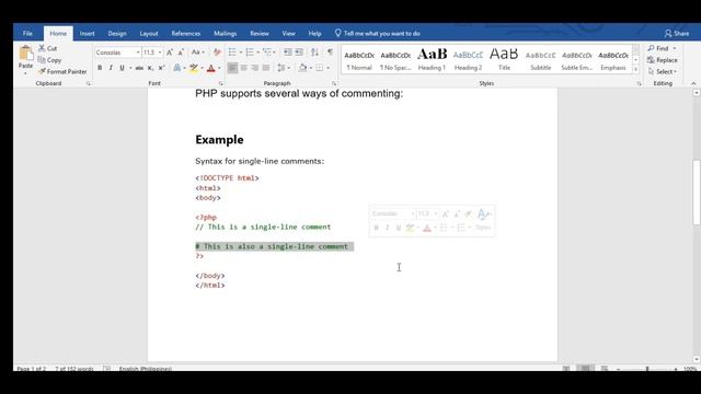 Comments in PHP