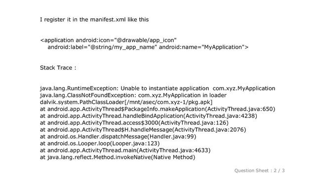 Android : Android to Unable to instantiate Application java.lang.ClassNotFoundException: смотреть онлайн