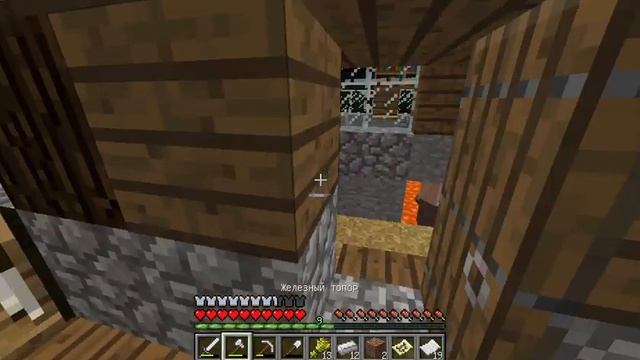 Майнкрафт 1.13.2 Выживание ферма куриц и первый изумруд от жителя смотреть онлайн