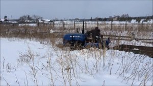 Застряли в снегу на минитракторе! Русич 224