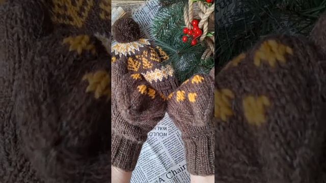 шапка и варежки из шерсти альпаки