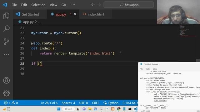 Python 3 Flask Project to Upload CSV File Data in MySQL Table Using Pandas Library in Browser