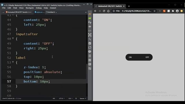 Animated ON/OFF Switch Button Using Only CSS3 || Ful Tutorial