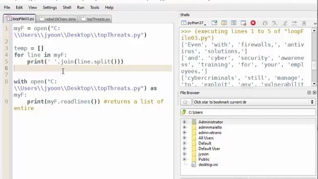 Python iteration reading a file