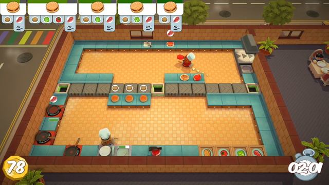 Overcooked Level 2-4 2 Player Co-op 3 Stars