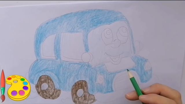 Рисуем машинку. Для детей. Раскраска. смотреть онлайн