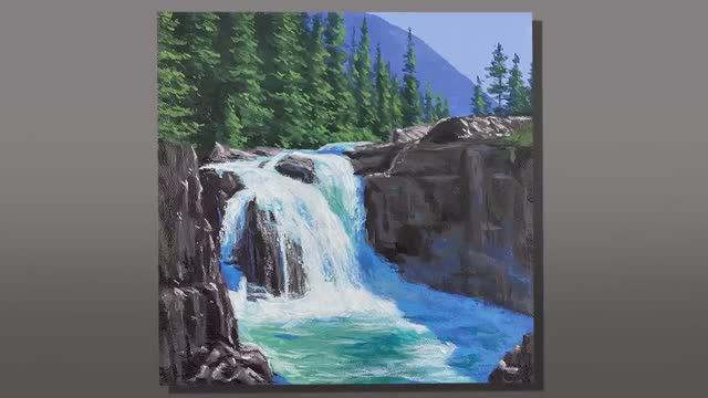 (29) Waterfalls Sunlit _ Acrylic Painting _ Correa Art