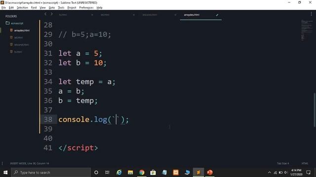 ES6 Exercise #1: JavaScript Program to Swap Two Numbers without using Third Variable? #Interview