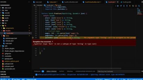learn flutter. _TypeError (type 'Null' is not a subtype of type 'String' in type cast)