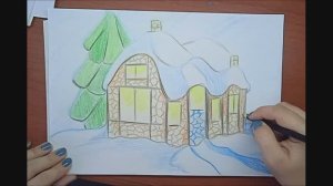 Как нарисовать зиму \\ заснеженный домик // рисуем зиму \\ елка // дом в снегу \\ что нарисовать