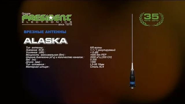 Антенны для радиостанций PRESIDENT ELECTRONICS смотреть онлайн