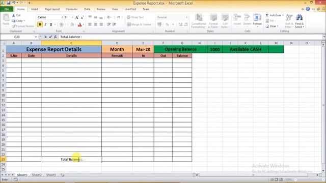 How to create expense report in Excel in Hindi | Daily Petty cash Manage  in Excel tutorial in hind