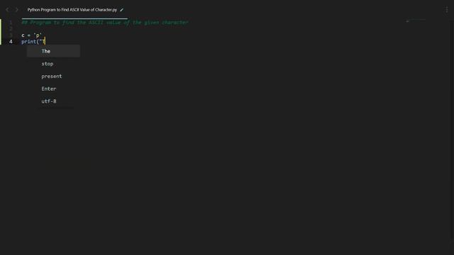 Find ASCII Value of Character in Python | Python Examples | Python Coding Tutorial | PythonIntervie