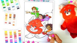Disney Pixar Turning Red! Coloring Red Panda Mei Lee and Friends