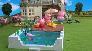 Peppa Pig de Vacaciones en la Casa de Calico Critters con Piscina de Playmobil - Juguetes Peppa Pig