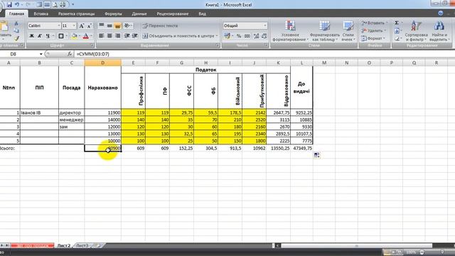 Облік працівників компанії. Заробітна плата та відрухування податків в Excel. смотреть онлайн