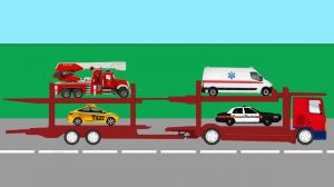 Автовоз и машины городских служб. Полицейская, Скорая, Пожарная и Такси