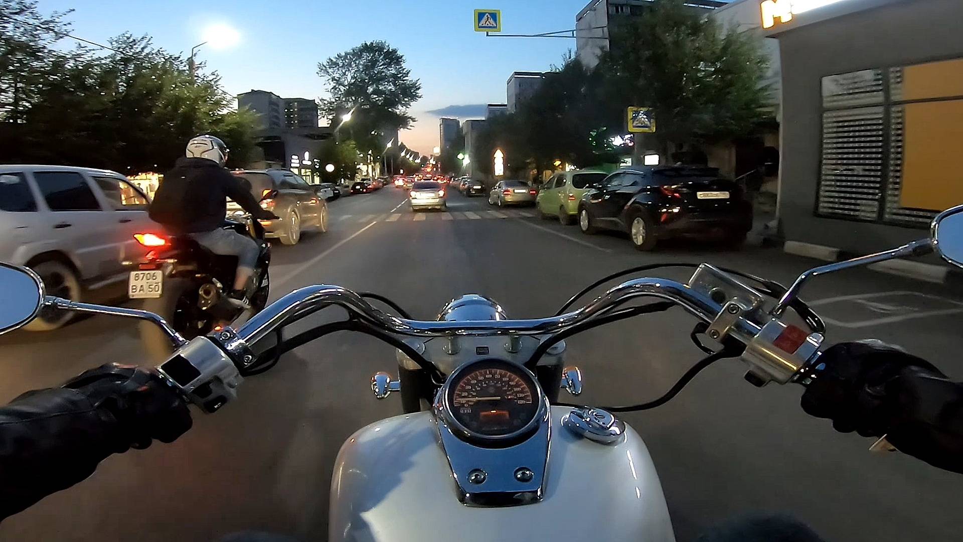 Езда на мотоцикле Honda Shadow Aero 750 #3 || Ночная поездка