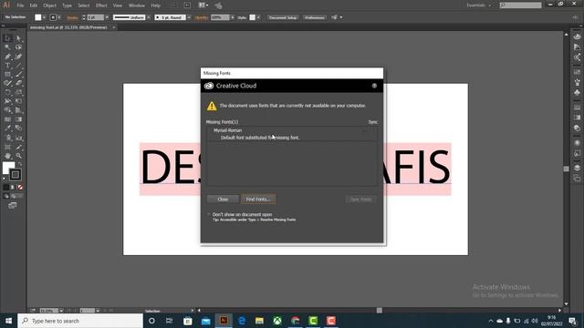 cara mengatasi missing font saat mendesain