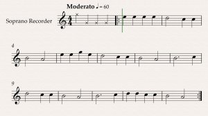 "Во поле берёза стояла" русская народная песня видео-минусовка для флейты (блокфлейты), темп 60