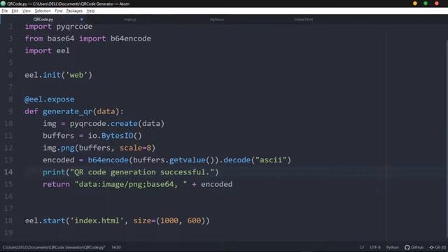 QRCODE GENERATOR PROGRAM USING PYTHON - Eel & Python Tutorial | Modern GUIs with HTML and JavaScrip