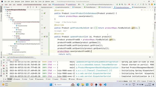 Full Stack Web App | React | Spring Boot |Developing Update Product  API in Backend | L19