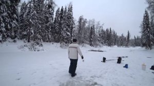 Ловля хариуса в декабре, с ночевкой в палатке Берег УП-2.