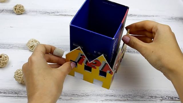 ? DIY Ключница/ Белочка из соломы в колесе/ Коробка с домиками для хранения/ Переделки своими рукам