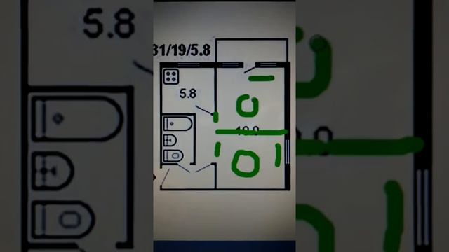 Перепланировка 1 комнатной квартиры. Угловая хрущевка