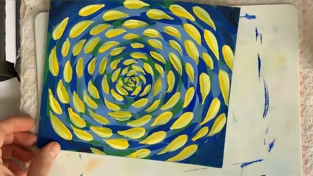 Рисуем в стиле тингатинга. Косяк рыб. Гуашь смотреть онлайн