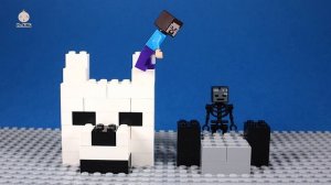 Lego Minecraft Steve and Wither Skeleton Brick Building Dog And Cat Big Heads