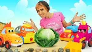 Мультики про машинки. Игры для детей с Капуки Кануки. Сажаем капусту - Веселая школа с Машей