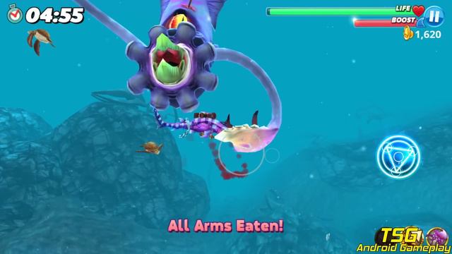 Hungry Shark World - Dark Magic Shark VS Giant Squid Boss - Android Gameplay [FHD] смотреть онлайн