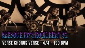 190 BPM - Awesome 80's Rock Beat vol. 2 - 4/4 Drum Track - Metronome - Drum Beat