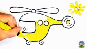 Как нарисовать ВЕРТОЛЕТ / Мультик Раскраска ВЕРТОЛЁТ для детей / How to Draw a Helicopter